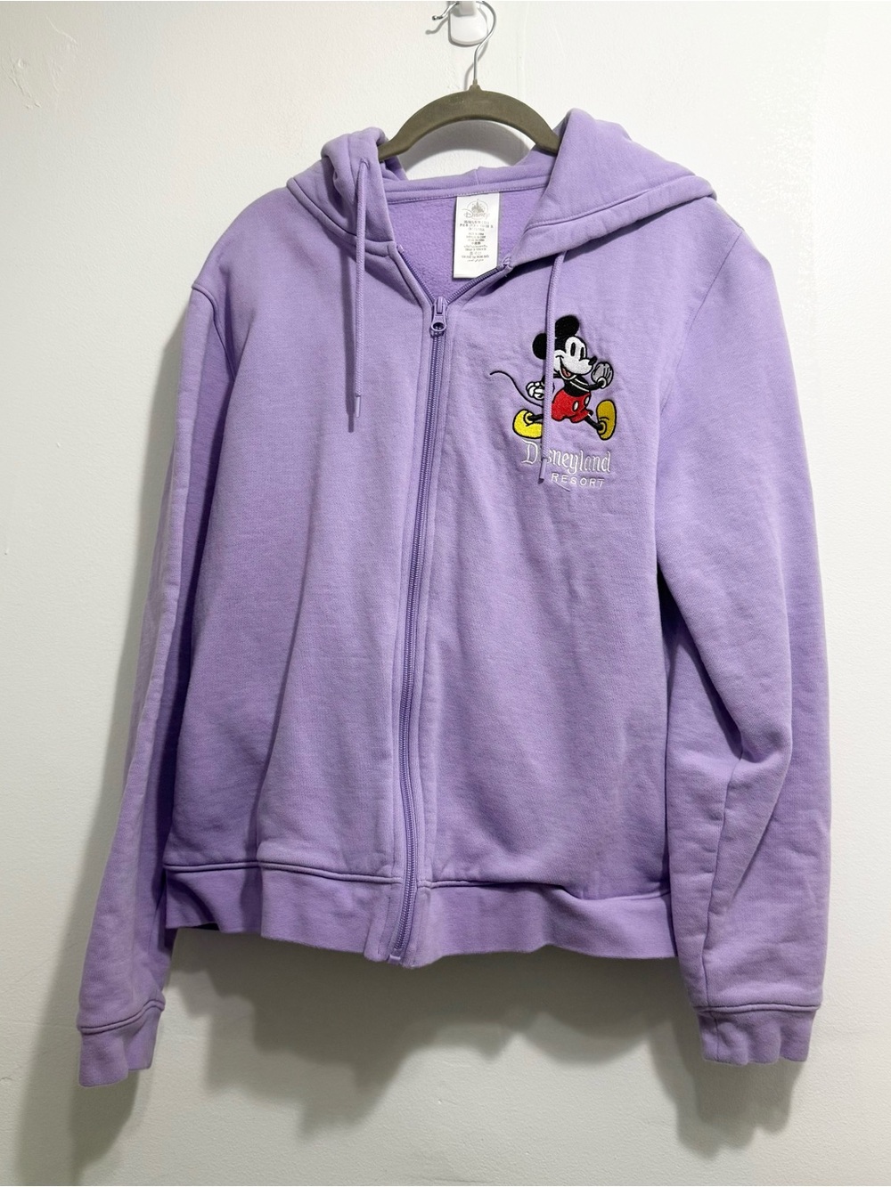 Disneyland Resort Mickey Mouse Embroidered Zip Hoodie Purple Large